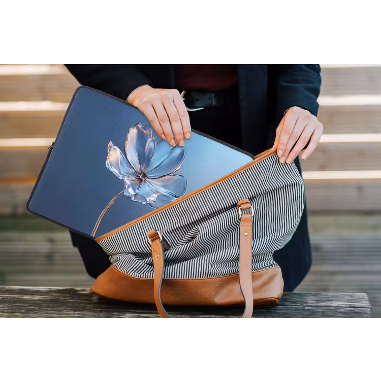 Laptophoes - Blauw - Bloem - Glazen - Sierlijk — 4