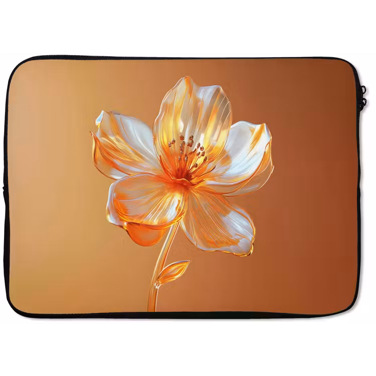 Laptophoes - Glazen - Bloem - Oranje — 1