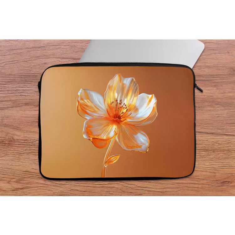 Laptophoes - Glazen - Bloem - Oranje — 2