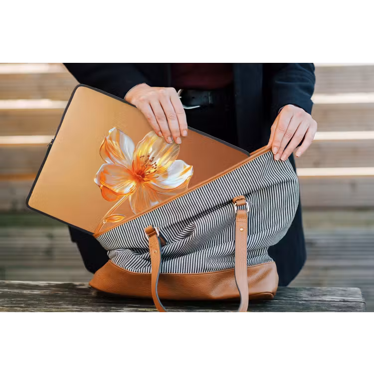 Laptophoes - Glazen - Bloem - Oranje — 4