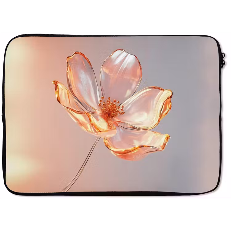 Laptophoes - Glazen - Bloem - Roze — 1