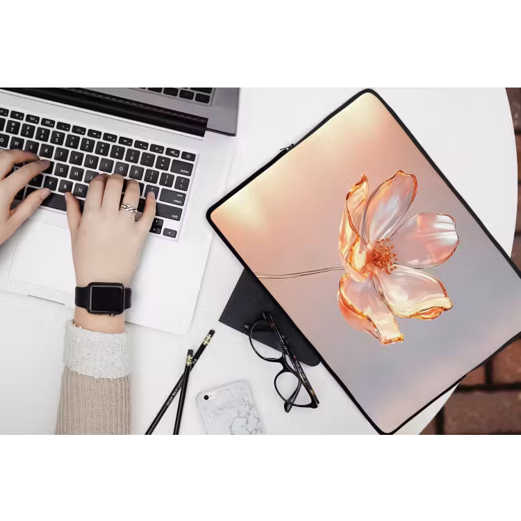 Laptophoes - Glazen - Bloem - Roze — 3