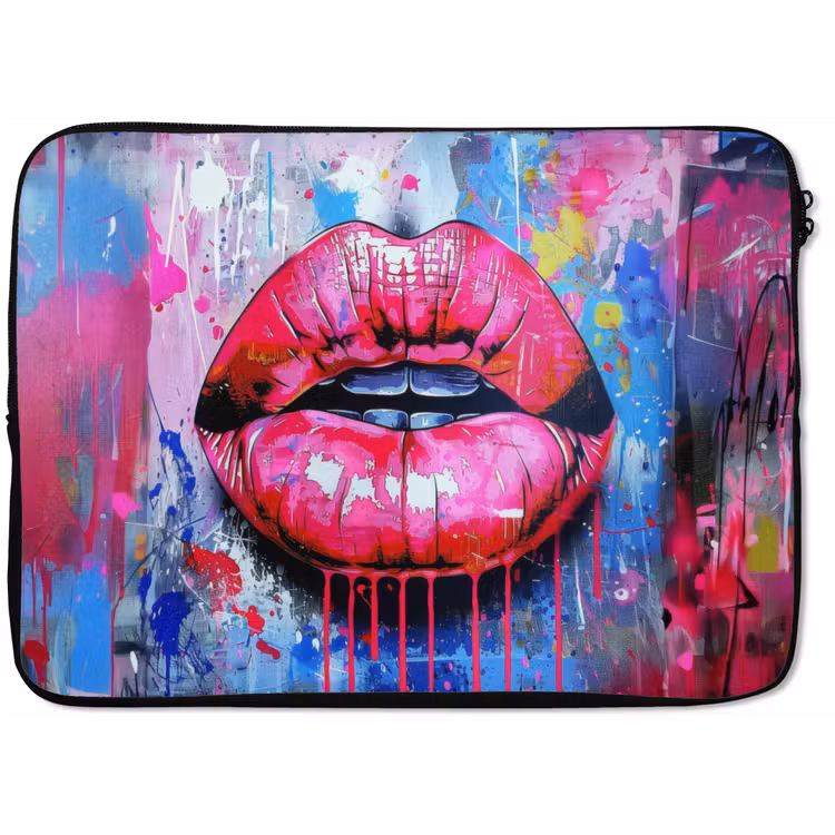 Laptophoes - Graffiti - Lippen - Felroze - Geschilderd — 1