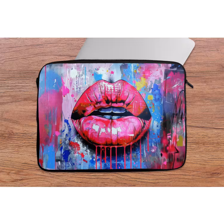 Laptophoes - Graffiti - Lippen - Felroze - Geschilderd — 2