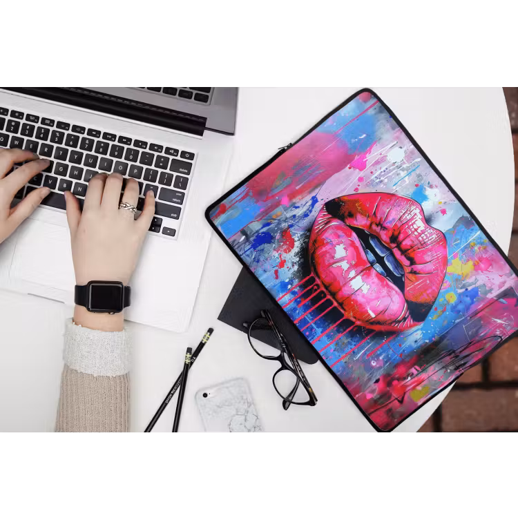 Laptophoes - Graffiti - Lippen - Felroze - Geschilderd — 3
