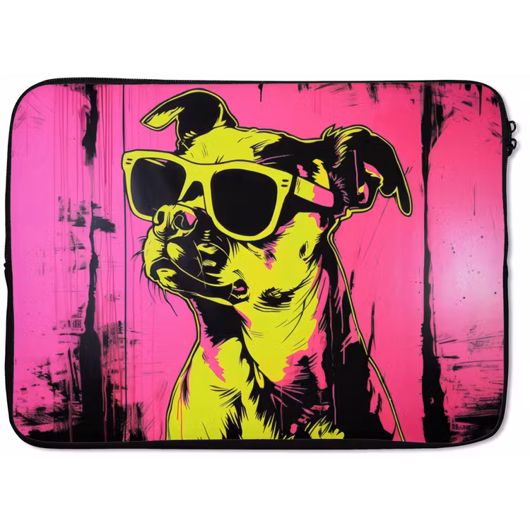 Laptophoes - Hond - Zonnebril - Roze - Art — 1