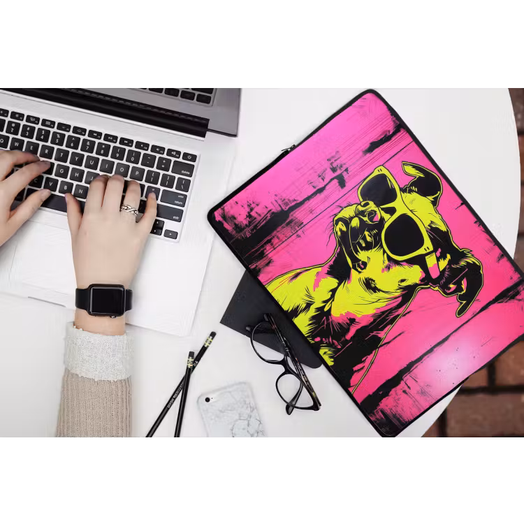 Laptophoes - Hond - Zonnebril - Roze - Art — 3