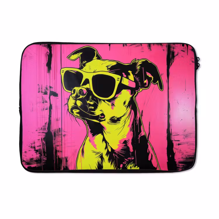 Laptophoes - Hond - Zonnebril - Roze - Art — 5