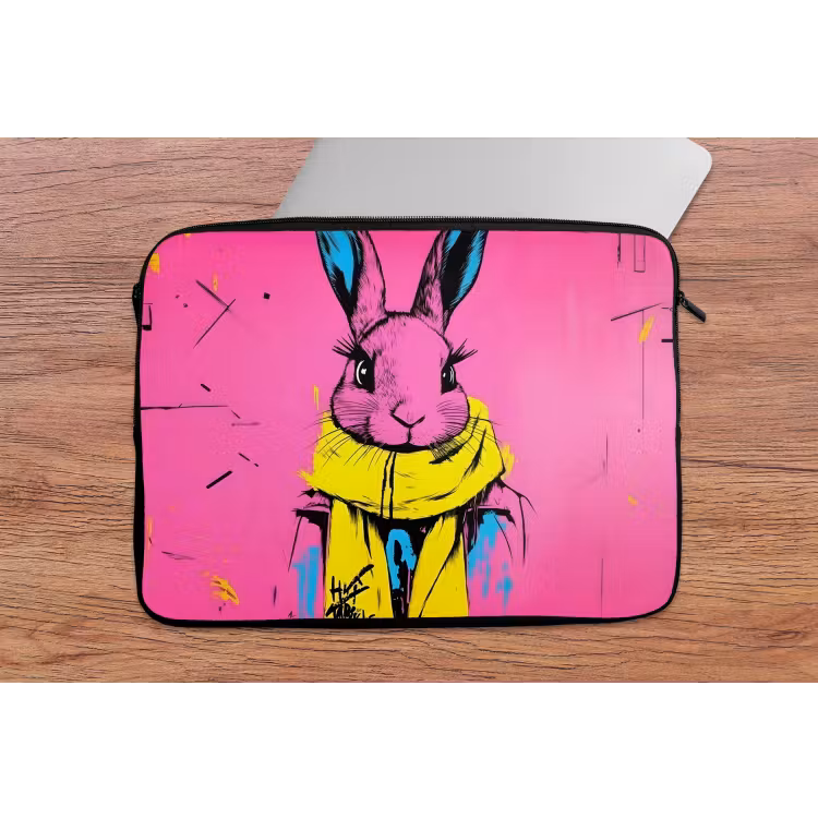 Laptophoes - Konijn - Felroze - Sjaal - Abstract — 2