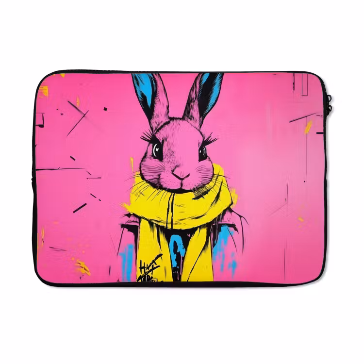 Laptophoes - Konijn - Felroze - Sjaal - Abstract — 5