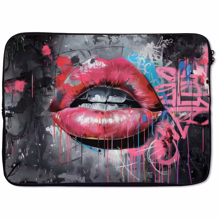 Laptophoes - Lippen - Felroze - Graffiti - Verfstrepen — 1