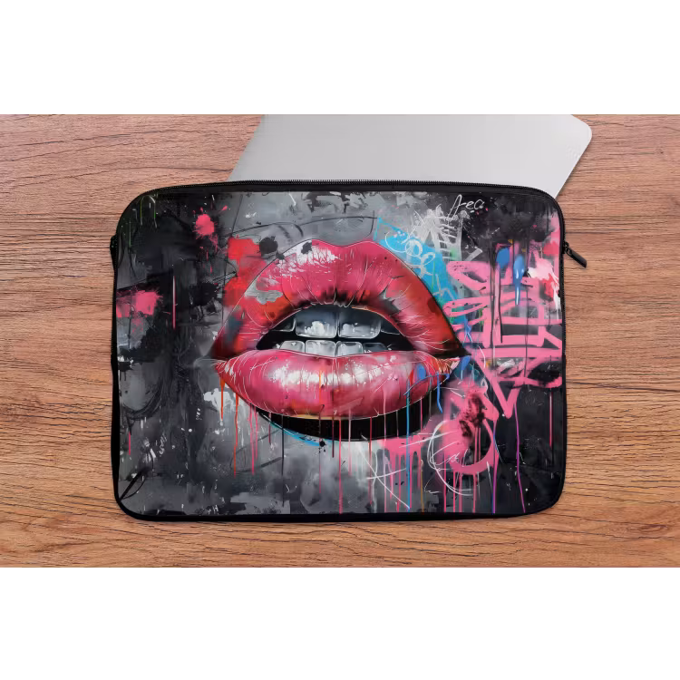 Laptophoes - Lippen - Felroze - Graffiti - Verfstrepen — 2