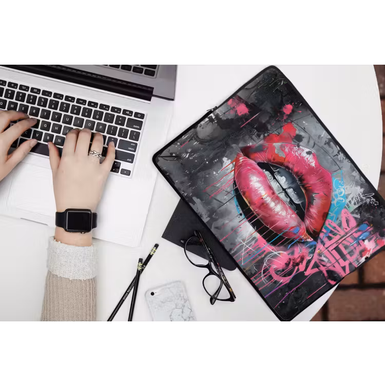 Laptophoes - Lippen - Felroze - Graffiti - Verfstrepen — 3