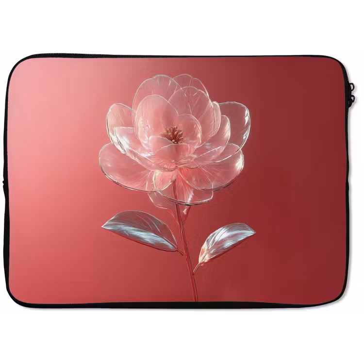 Laptophoes - Sierlijk - Bloem - Roze - Glazen — 1