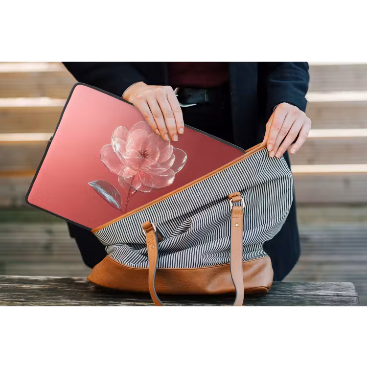 Laptophoes - Sierlijk - Bloem - Roze - Glazen — 4