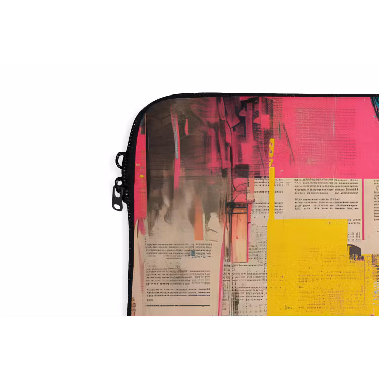 Laptophoes - Vrouwengezicht - Krantenpapier - Abstract - Roze — 6