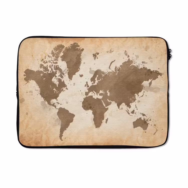 Laptophoes - Wereldkaart - Beige - Bruin — 5
