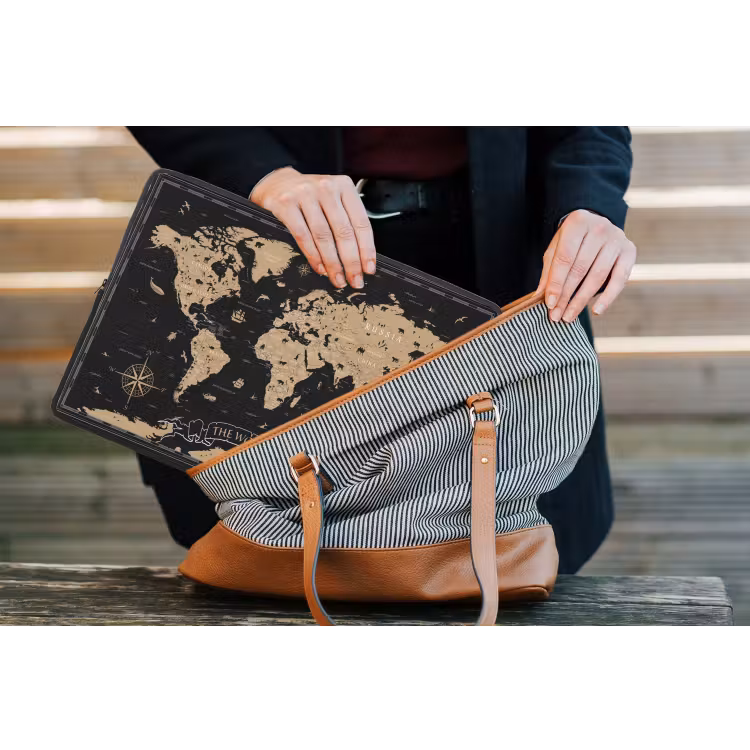 Laptophoes - Wereldkaart - Beige - Zwart — 4
