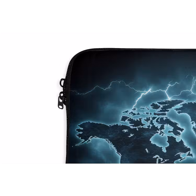 Laptophoes - Wereldkaart - Bliksem - Blauw — 6