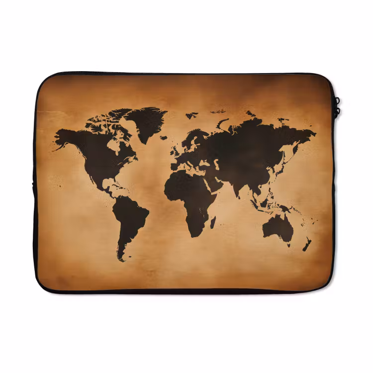 Laptophoes - Wereldkaart - Bruin - Kaart — 5