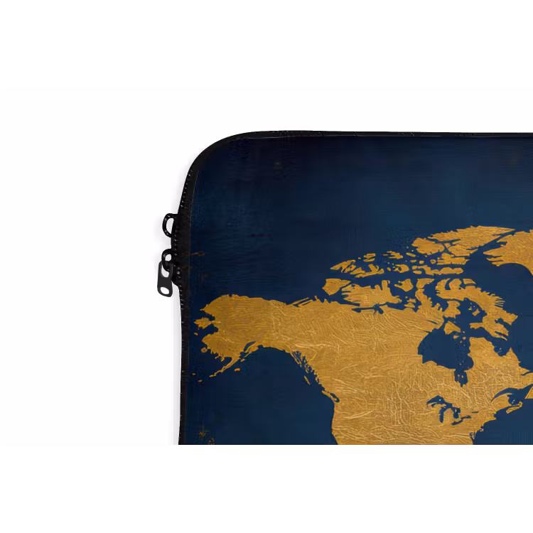 Laptophoes - Wereldkaart - Goud - Donkerblauw — 6