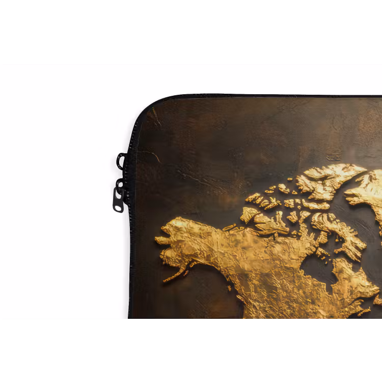 Laptophoes - Wereldkaart - Goud - Roest — 6