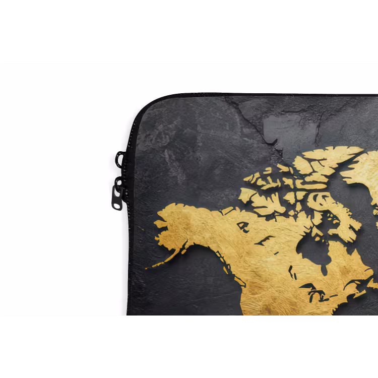 Laptophoes - Wereldkaart - Goud - Steen — 6