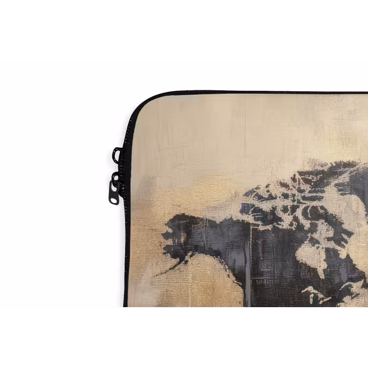 Laptophoes - Wereldkaart - Goud - Zwart - Abstract — 6