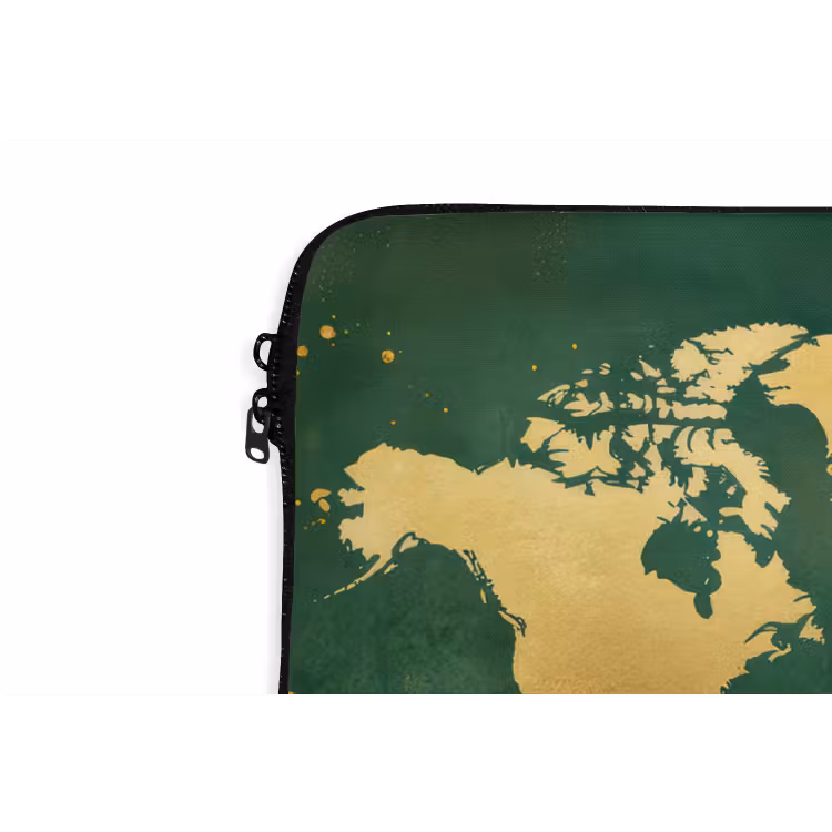 Laptophoes - Wereldkaart - Groen - Goud — 6