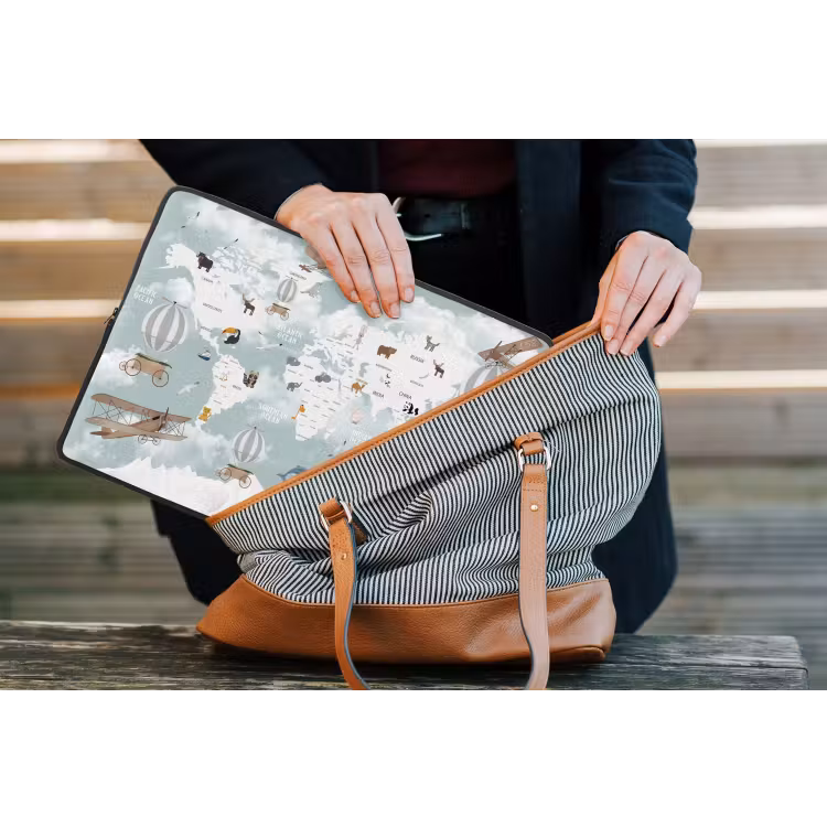 Laptophoes - Wereldkaart - Kind - Vliegtuig — 4
