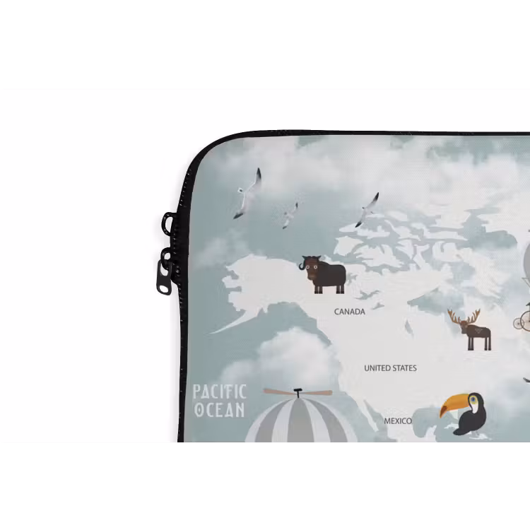Laptophoes - Wereldkaart - Kind - Vliegtuig — 6