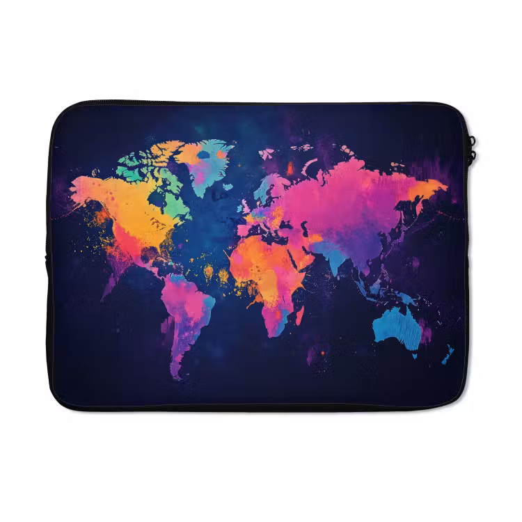 Laptophoes - Wereldkaart - Kleurrijk - Graffiti — 5