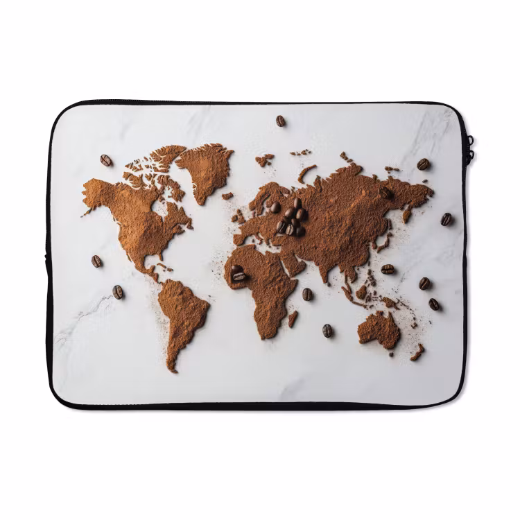 Laptophoes - Wereldkaart - Koffie - Marmer — 5