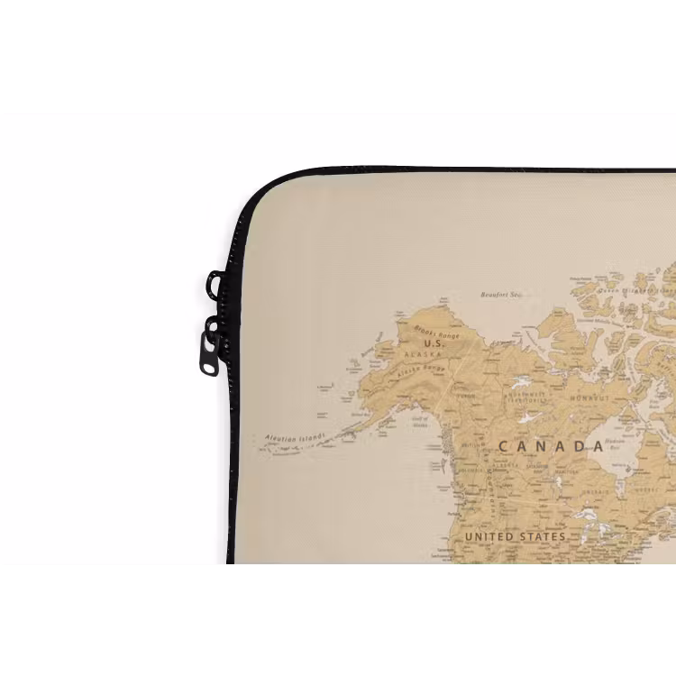 Laptophoes - Wereldkaart - Realistisch - Beige — 6