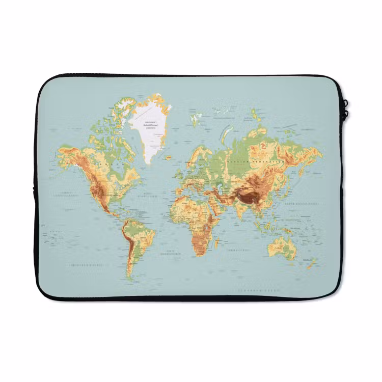 Laptophoes - Wereldkaart - Realistisch - Blauw — 5