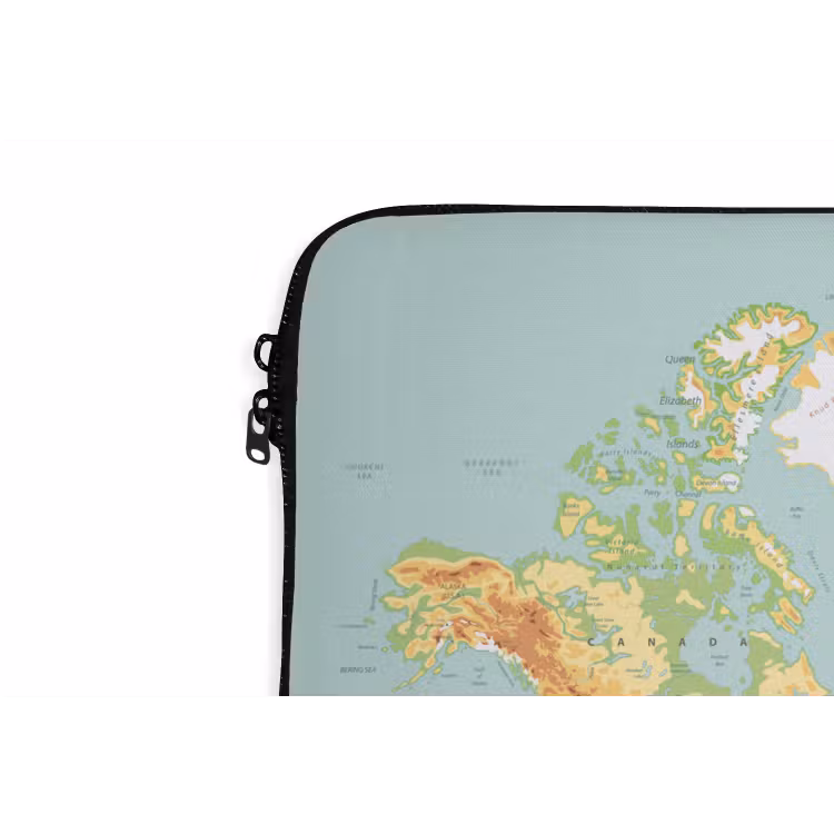Laptophoes - Wereldkaart - Realistisch - Blauw — 6