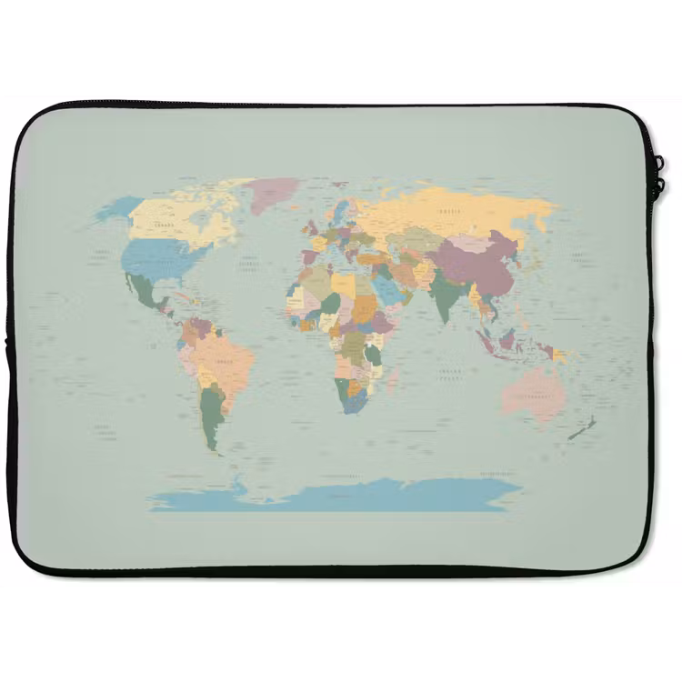 Laptophoes - Wereldkaart - Realistisch - Kaart — 1