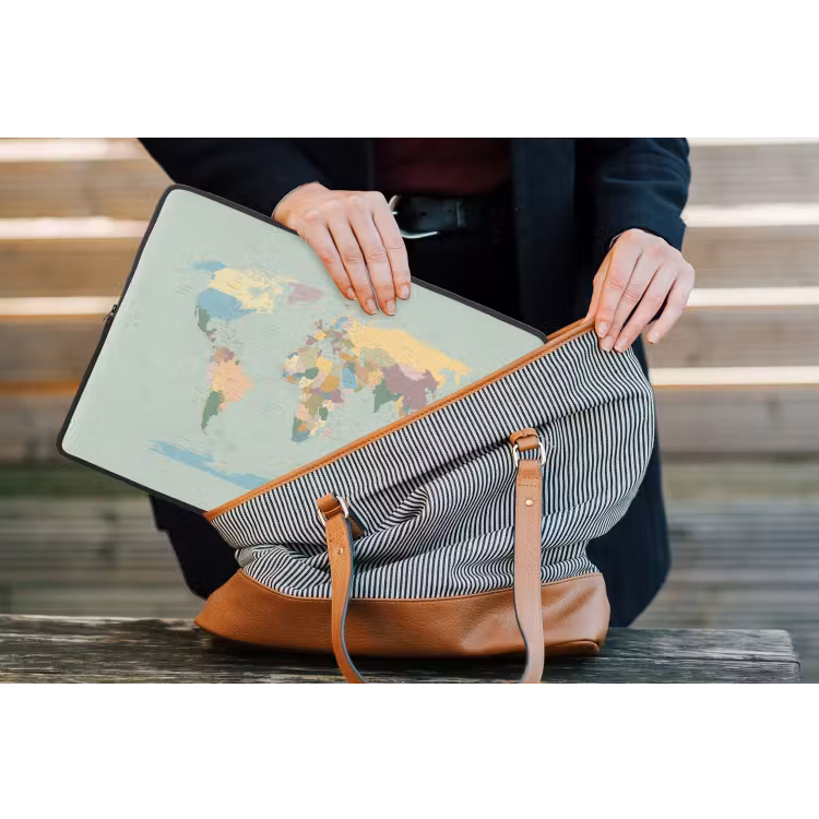 Laptophoes - Wereldkaart - Realistisch - Kaart — 4