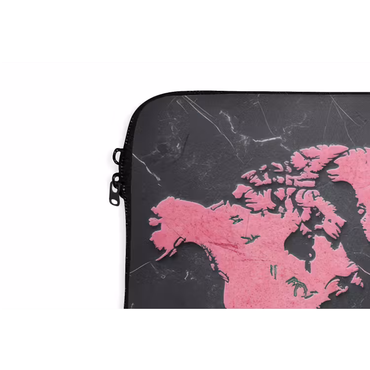 Laptophoes - Wereldkaart - Roze - Marmer — 6