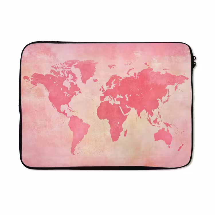 Laptophoes - Wereldkaart - Roze - Vaag — 5