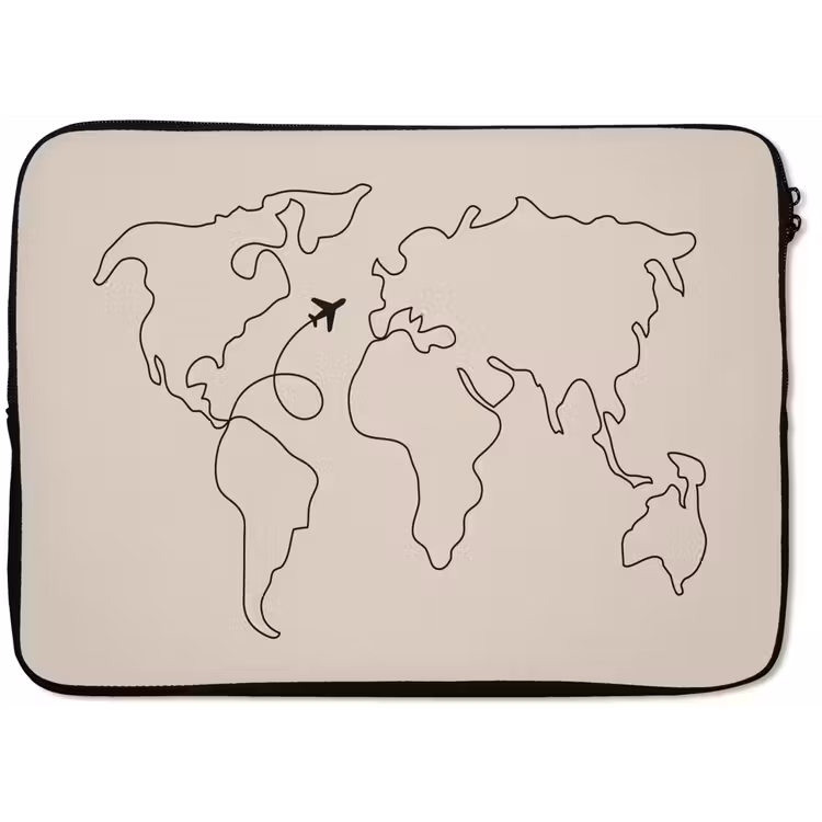 Laptophoes - Wereldkaart - Simpel - Vliegtuig — 1