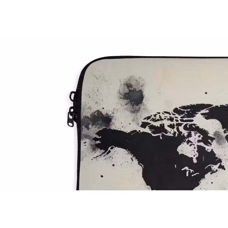 Laptophoes - Wereldkaart - Zwart - Inkt — 6
