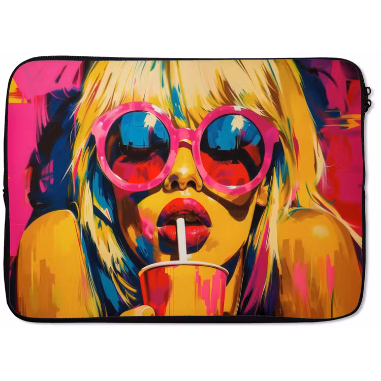Laptophoes - Zonnebril - Roze - Vrouw - Rietje — 1