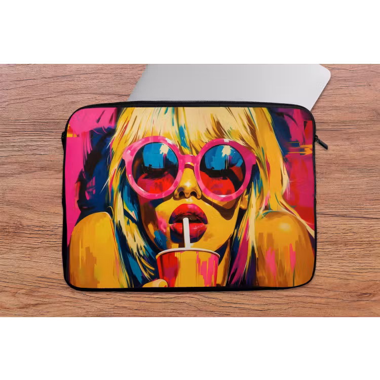 Laptophoes - Zonnebril - Roze - Vrouw - Rietje — 2
