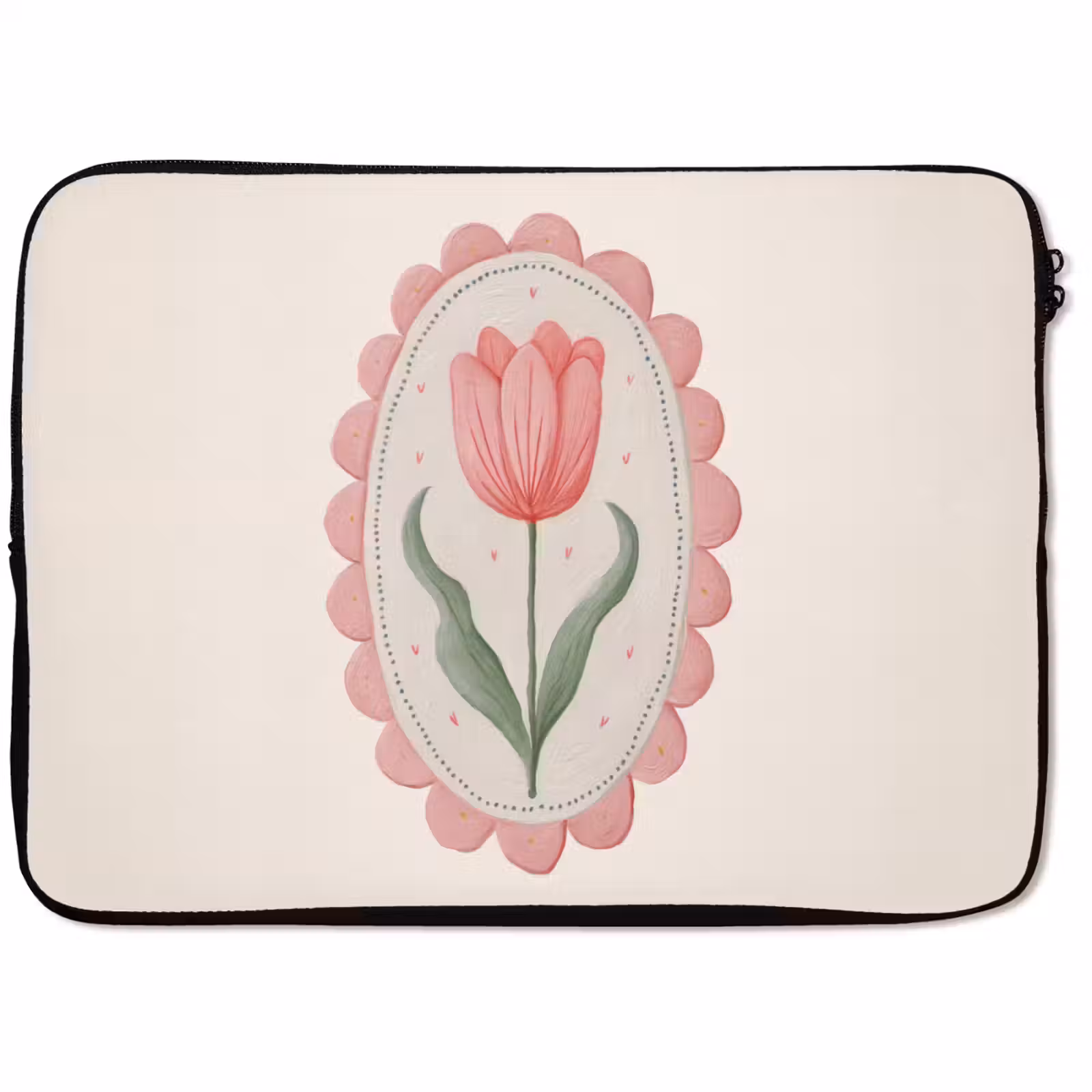 Laptophoes - Tulp - Lijst - Ovaal - Illustratie — 1