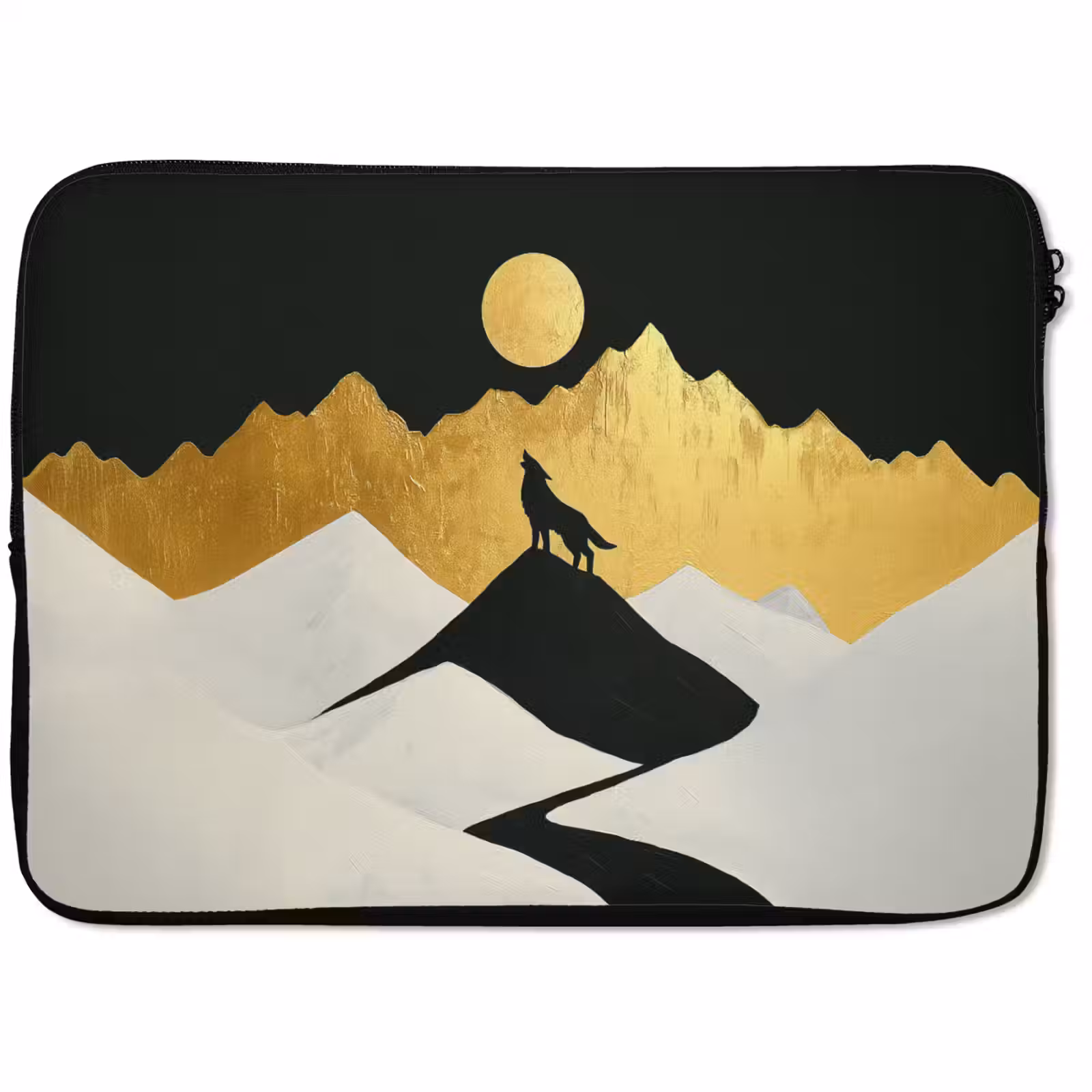 Laptophoes - Wolf - Bergen - Maan - Zwart — 1