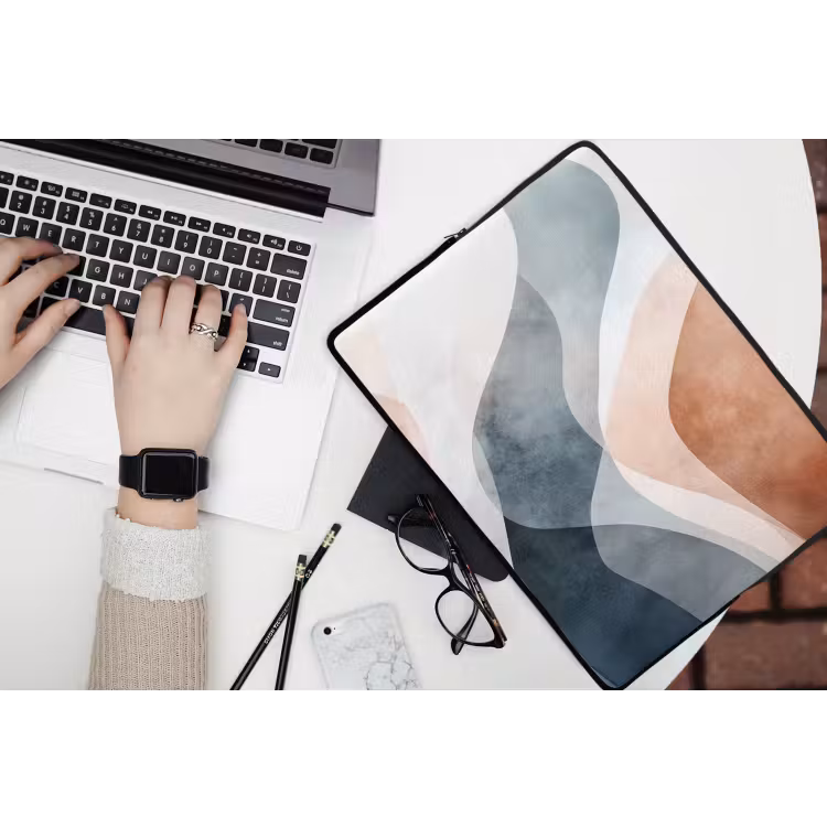 Laptophoes - Abstract - Golven - Blauw — 3