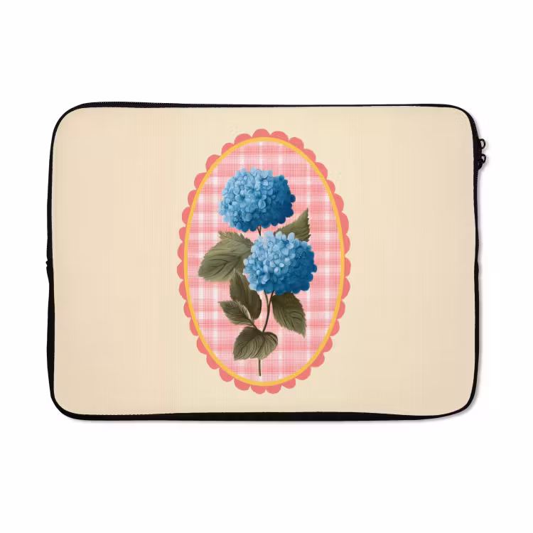 Laptophoes - Bloemen - Blauw - Lijst - Bladeren — 5