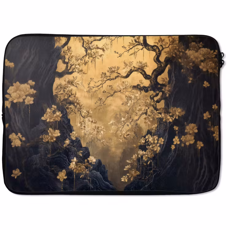 Laptophoes - Bloemen - Takken - Goud - Sierlijk — 1