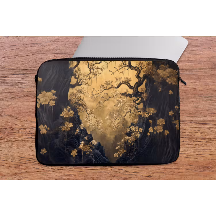 Laptophoes - Bloemen - Takken - Goud - Sierlijk — 2